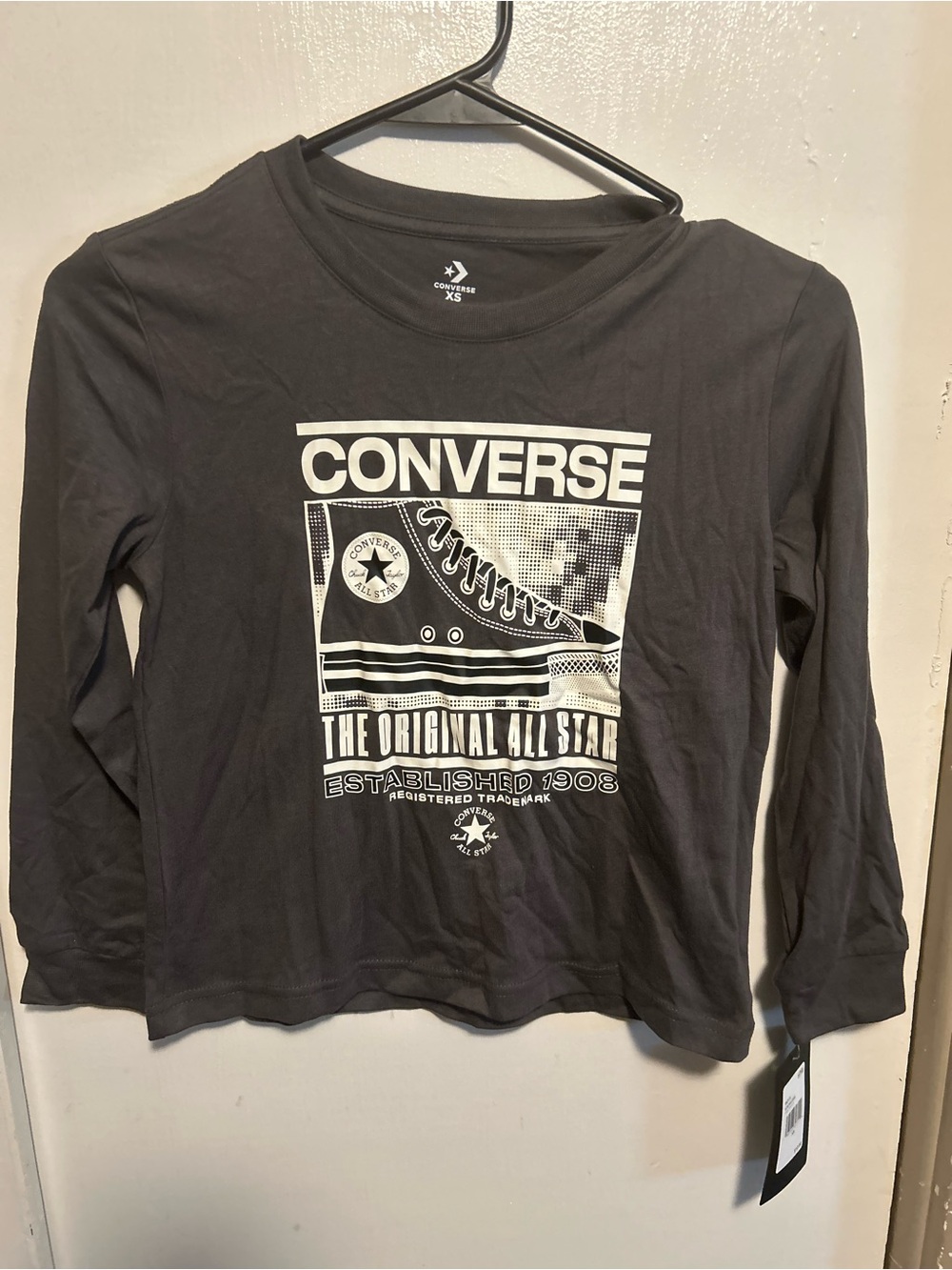 Converse Black and White Long-Sleeve Graphic Tee for Kids